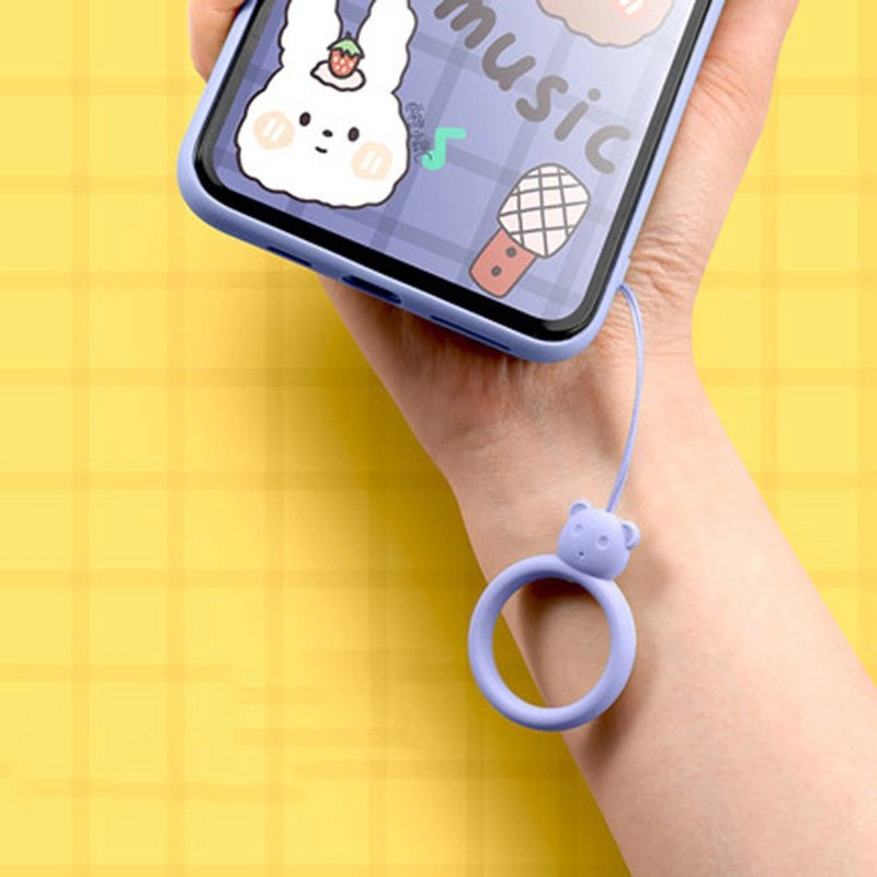 A silicone lanyard for a phone bear ring on a finger yelloweng