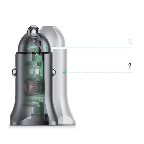 Ugreen Car Charger USB Type C / USB 24W Power Delivery Quick Charge Gray (30780)eng