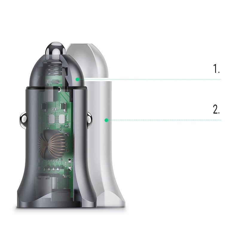 Ugreen Car Charger USB Type C / USB 24W Power Delivery Quick Charge Gray (30780)eng