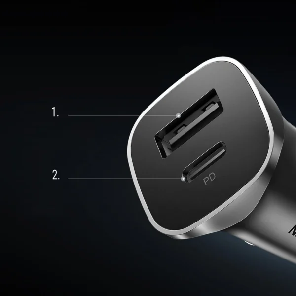 Ugreen Car Charger USB Type C / USB 24W Power Delivery Quick Charge Gray (30780)eng