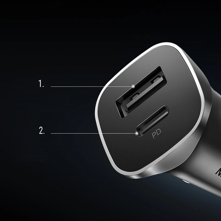 Ugreen Car Charger USB Type C / USB 24W Power Delivery Quick Charge Gray (30780)eng