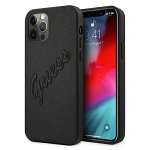 Guess Saffiano Vintage Script Case for iPhone 12 Pro Max 6.7" - Blackeng