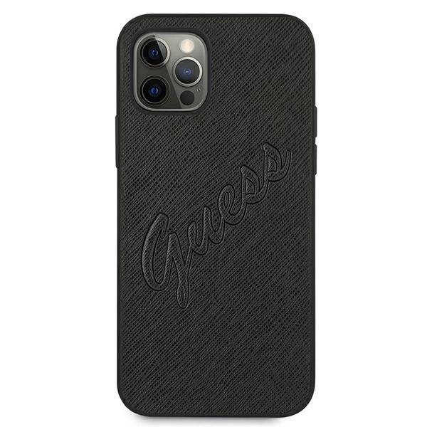 Guess Saffiano Vintage Script Case for iPhone 12 Pro Max 6.7" - Blackeng
