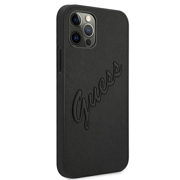 Guess Saffiano Vintage Script Case for iPhone 12 Pro Max 6.7" - Blackeng