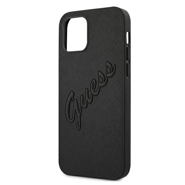 Guess Saffiano Vintage Script Case for iPhone 12 Pro Max 6.7" - Blackeng