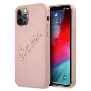 Guess GUHCP12LRSAVSRG iPhone 12 Pro Max 6.7" pink/pink hardcase Saffiano Vintage Scripteng