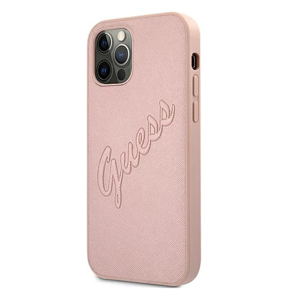 Guess GUHCP12LRSAVSRG iPhone 12 Pro Max 6.7" pink/pink hardcase Saffiano Vintage Scripteng