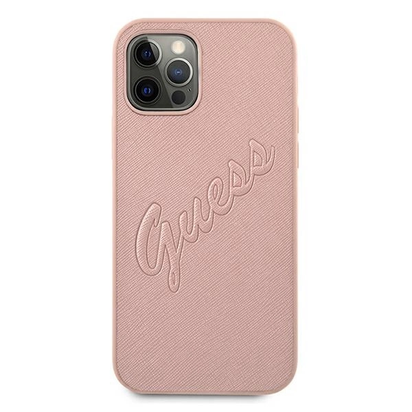 Guess GUHCP12LRSAVSRG iPhone 12 Pro Max 6.7" pink/pink hardcase Saffiano Vintage Scripteng