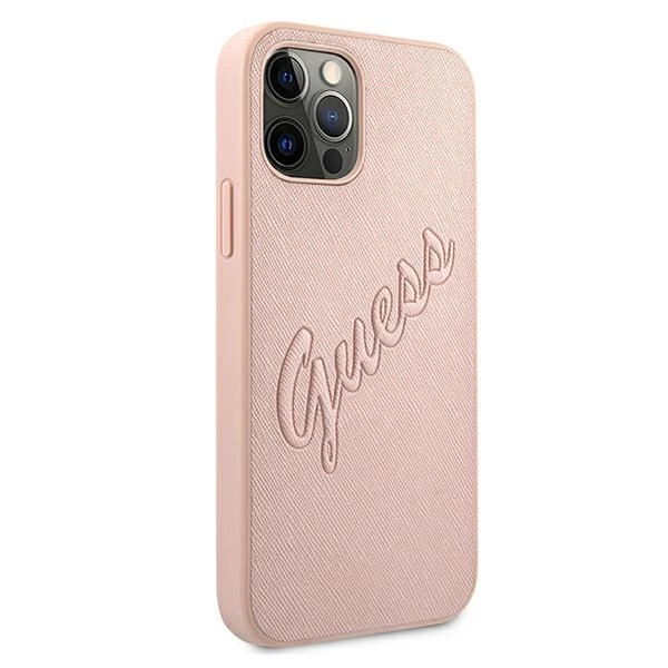Guess GUHCP12LRSAVSRG iPhone 12 Pro Max 6.7" pink/pink hardcase Saffiano Vintage Scripteng