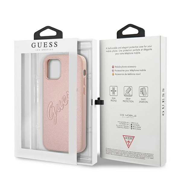 Guess GUHCP12LRSAVSRG iPhone 12 Pro Max 6.7" pink/pink hardcase Saffiano Vintage Scripteng