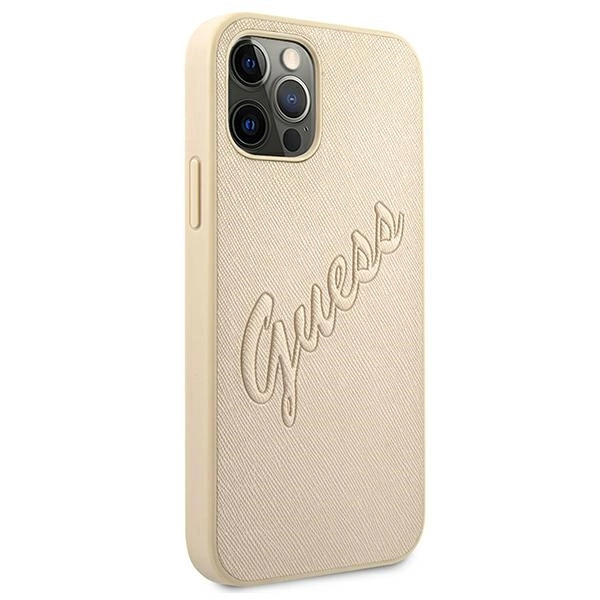 Guess GUHCP12MRSAVSLG iPhone 12/12 Pro 6.1" gold/gold hardcase Saffiano Vintage Scripteng