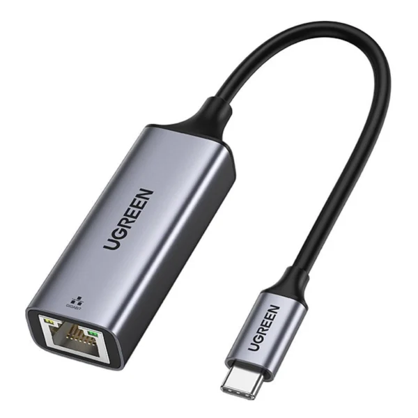 Ugreen external network adapter RJ45 - USB Type C (1000 Mbps / 1 Gbps) Gigabit Ethernet gray (CM199)eng