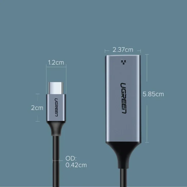 Ugreen external network adapter RJ45 - USB Type C (1000 Mbps / 1 Gbps) Gigabit Ethernet gray (CM199)eng