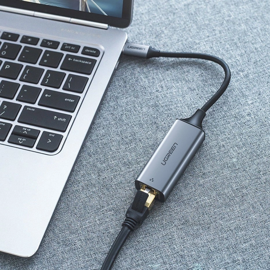 Ugreen external network adapter RJ45 - USB Type C (1000 Mbps / 1 Gbps) Gigabit Ethernet gray (CM199)eng