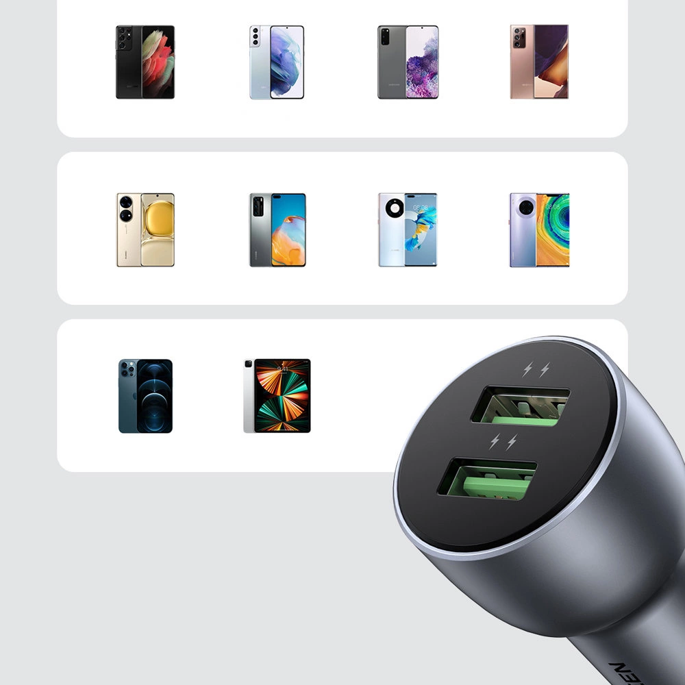 Ugreen fast car charger 2x USB 36W Quick Charge SCP FCP AFC gray (CD213 10144)eng
