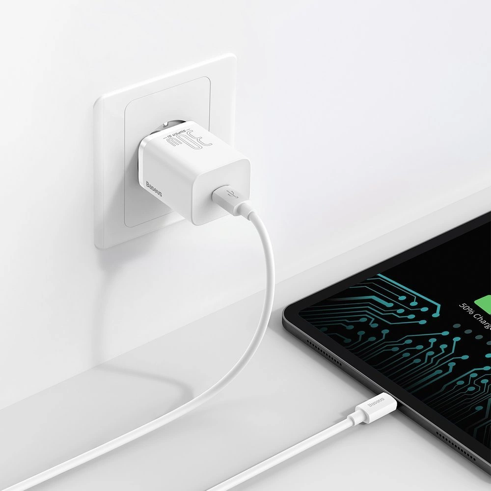 Baseus Super Si 1C fast charger USB Type C 30W Power Delivery Quick Charge white (CCSUP-J02)eng