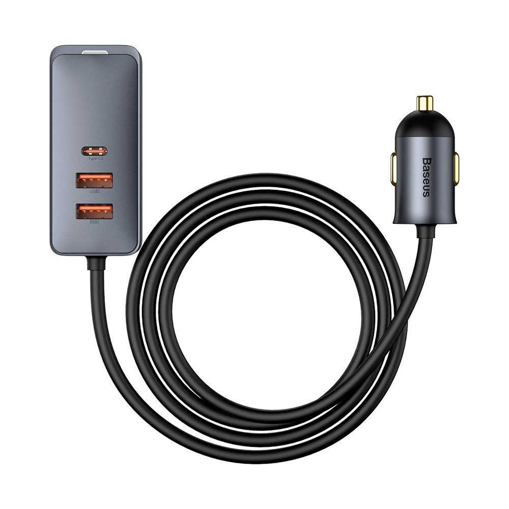 Baseus Share Together car charger 2x USB / 2x USB Type C 120W PPS Quick Charge Power Delivery gray (CCBT-A0G)eng