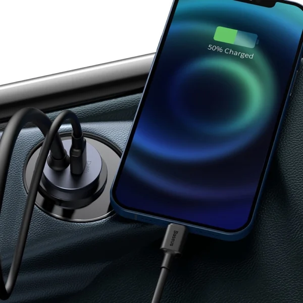 Baseus Share Together car charger 2x USB / 2x USB Type C 120W PPS Quick Charge Power Delivery gray (CCBT-A0G)eng