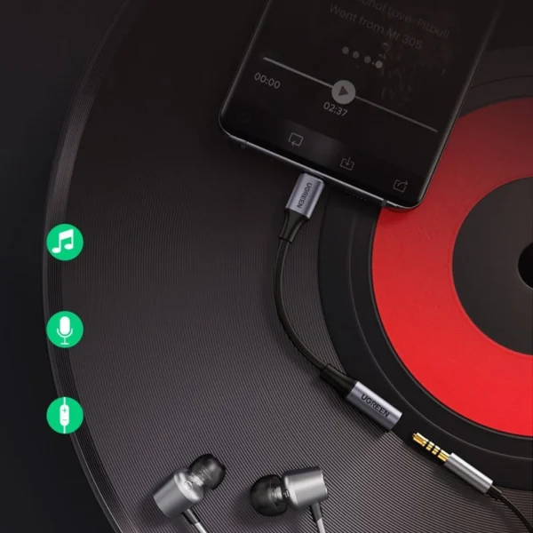 Ugreen AV161 adapter for headphones mini jack 3.5 mm (female) / USB-C (male) 10 cm - blackeng