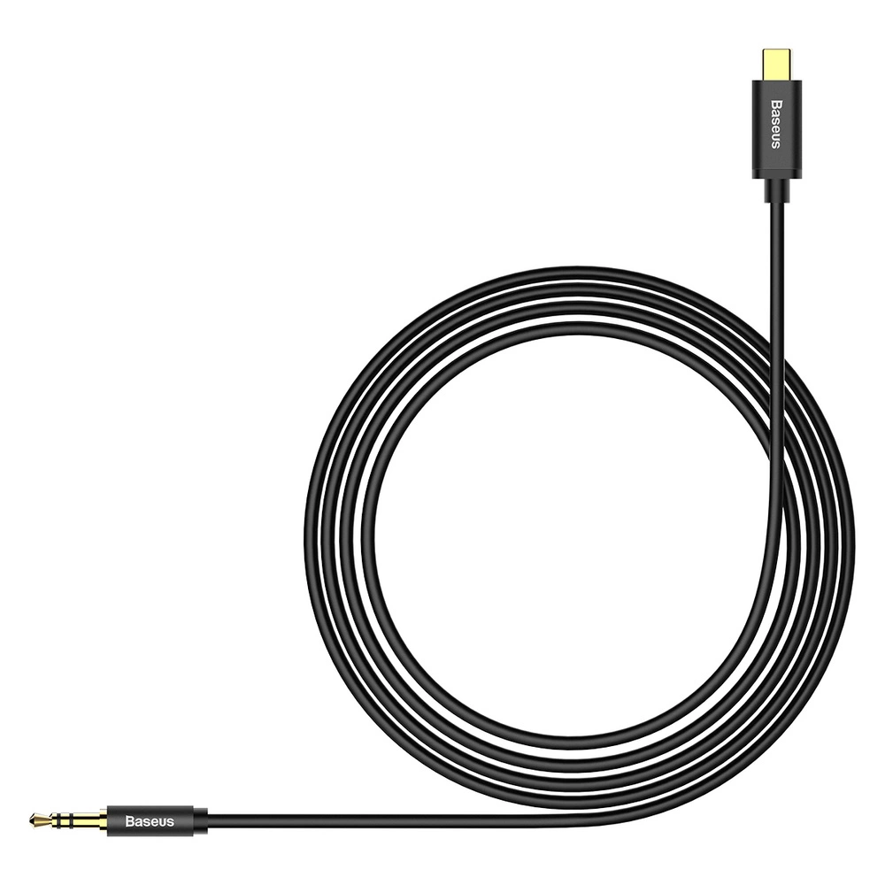 Baseus stereo audio cable AUX 3.5 mm mini jack - USB Type C for tablet phone 120cm black (CAM01-01)eng