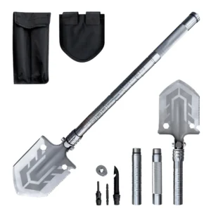 Survival shovel 10-in-1 folding shovel with knife, screwdriver, glass breakereng