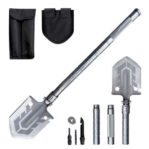 Survival shovel 10-in-1 folding shovel with knife, screwdriver, glass breakereng