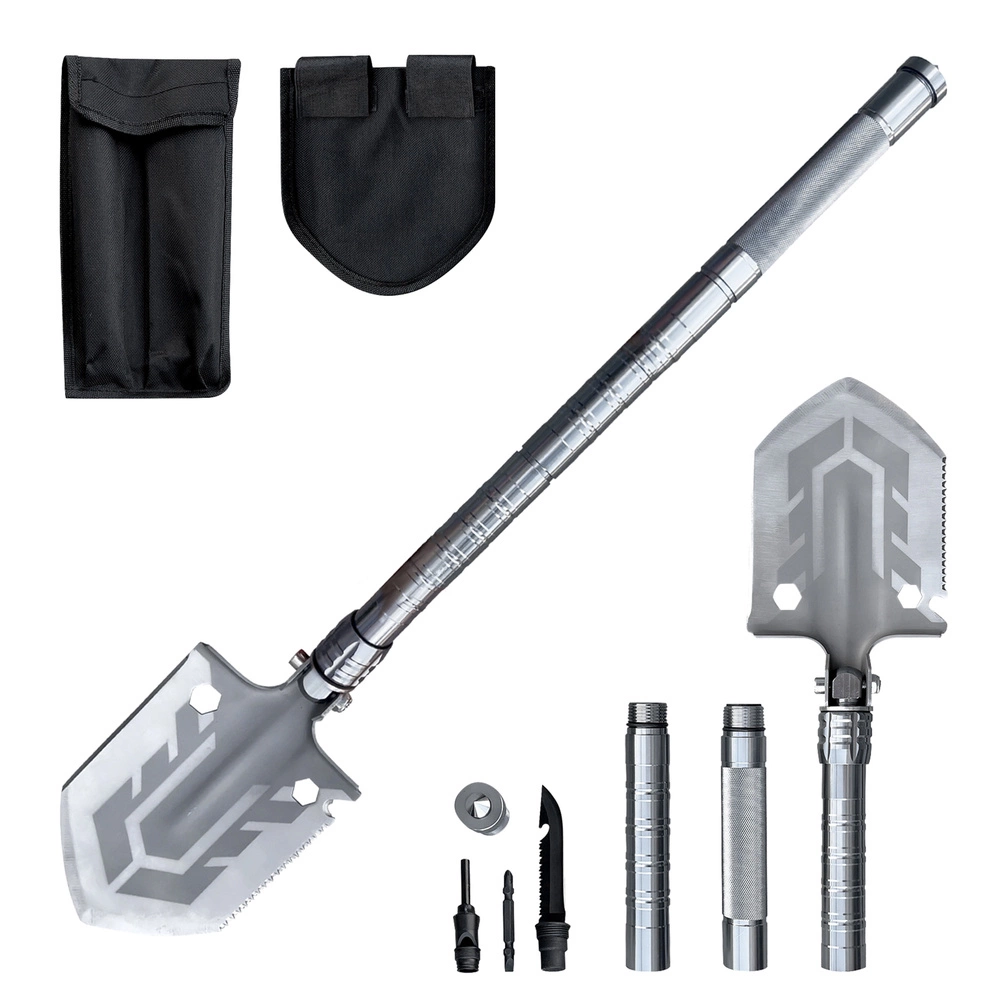 Survival shovel 10-in-1 folding shovel with knife, screwdriver, glass breakereng