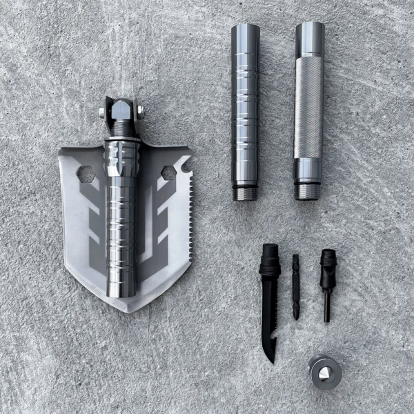 Survival shovel 10-in-1 folding shovel with knife, screwdriver, glass breakereng