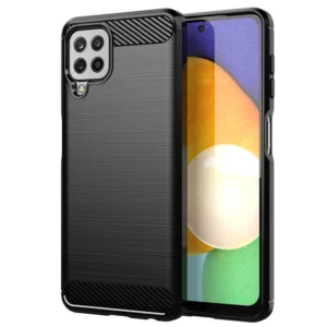 Carbon Case Flexible Cover TPU Case for Samsung Galaxy A22 4G blackeng