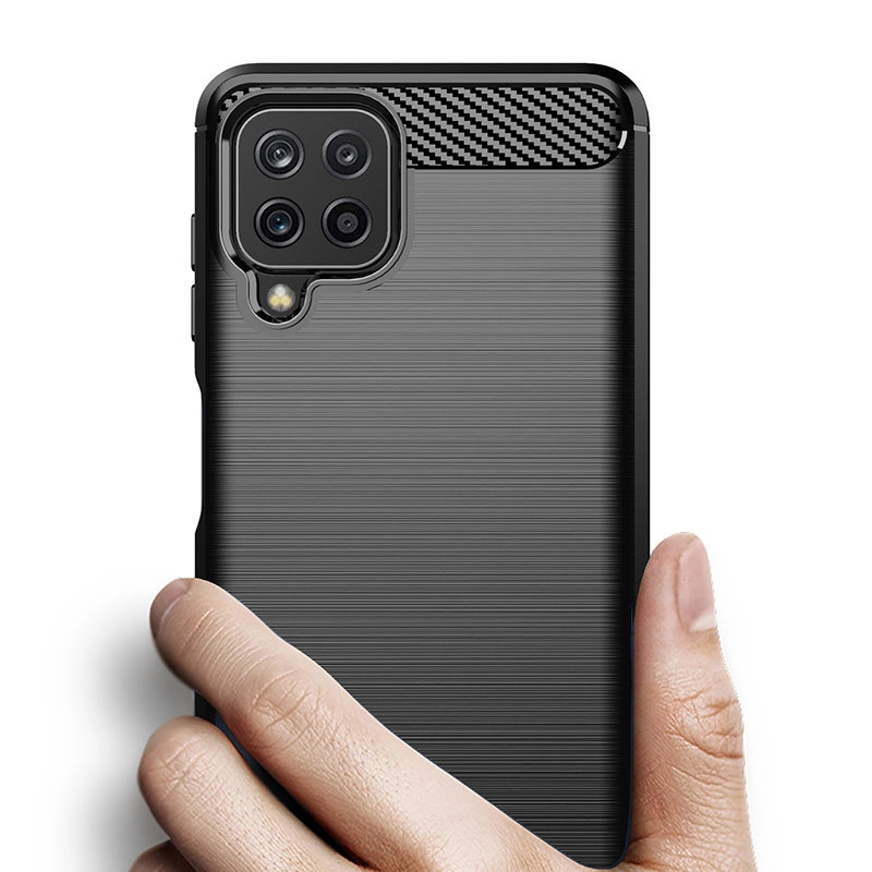 Carbon Case Flexible Cover TPU Case for Samsung Galaxy A22 4G blackeng
