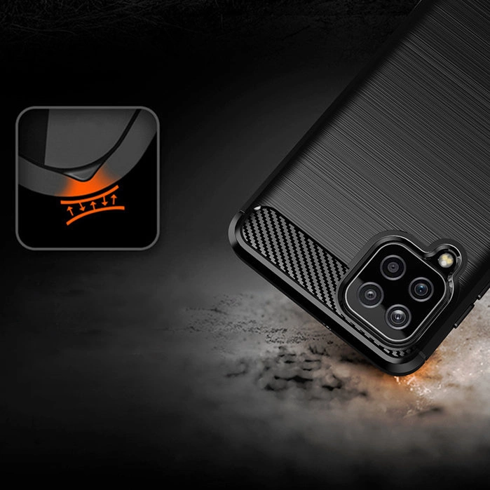 Carbon Case Flexible Cover TPU Case for Samsung Galaxy A22 4G blackeng