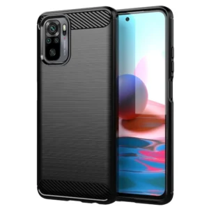 Carbon Case Flexible Cover TPU Case for Xiaomi Redmi Note 10 5G blackeng