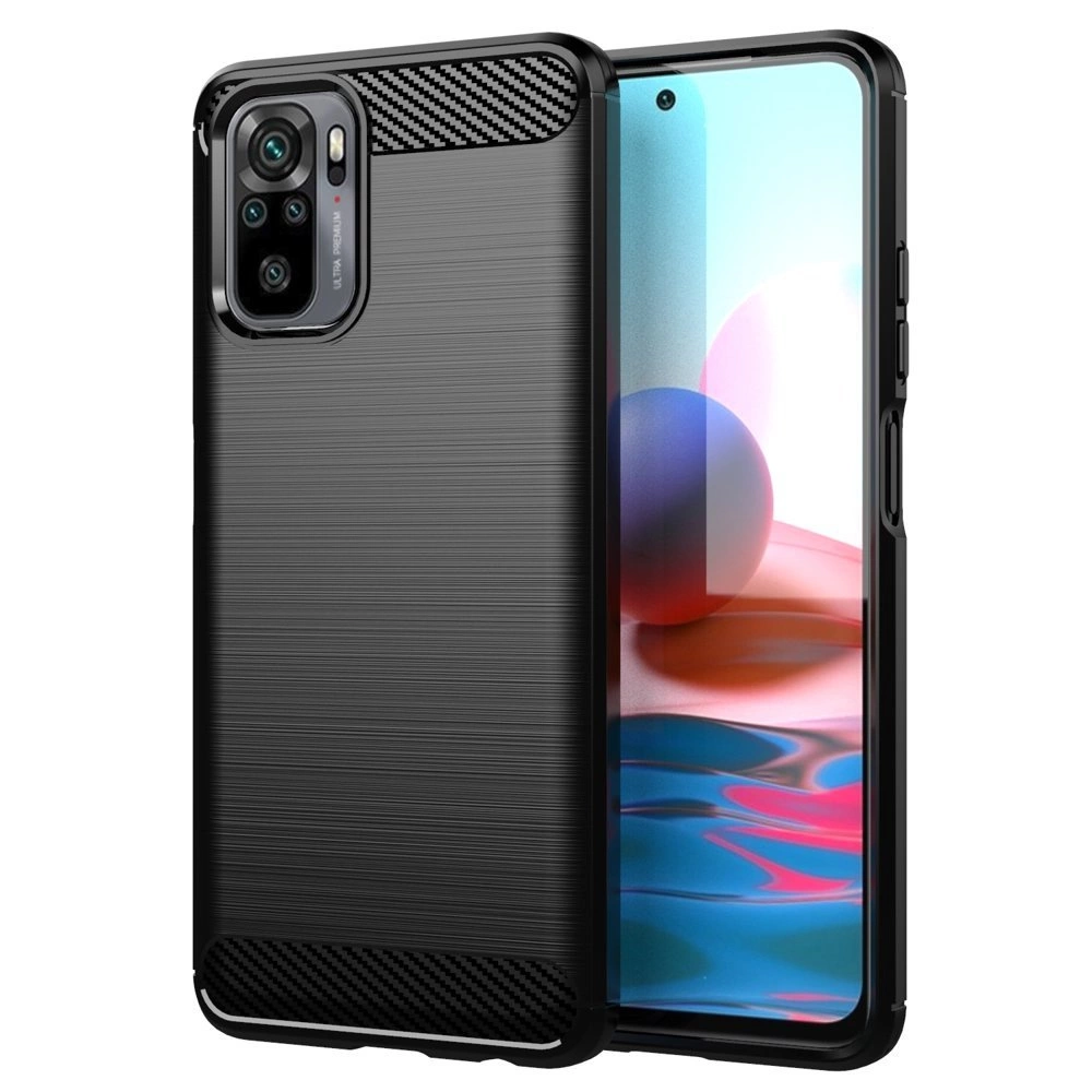 Carbon Case Flexible Cover TPU Case for Xiaomi Redmi Note 10 5G blackeng