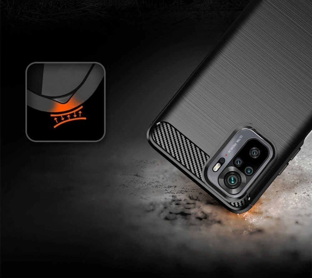 Carbon Case Flexible Cover TPU Case for Xiaomi Redmi Note 10 5G blackeng