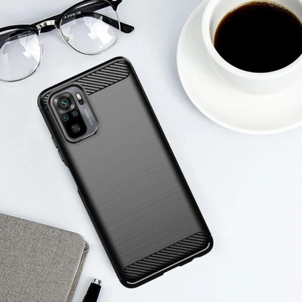 Carbon Case Flexible Cover TPU Case for Xiaomi Redmi Note 10 5G blackeng