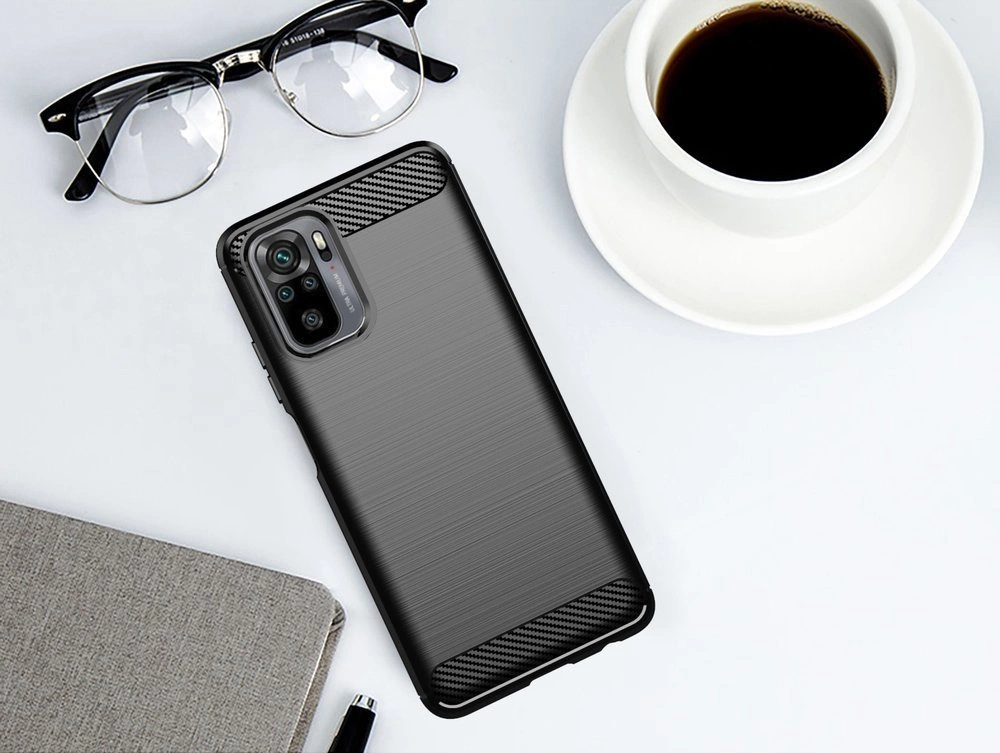 Carbon Case Flexible Cover TPU Case for Xiaomi Redmi Note 10 5G blackeng