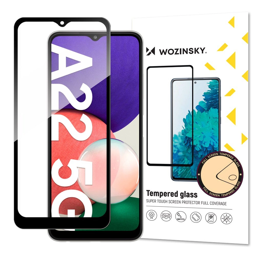 Wozinsky Super Tough Full Glue Tempered Glass Full Screen With Frame Case Friendly Samsung Galaxy A22 5G Blackeng