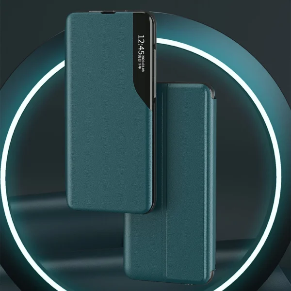 Eco Leather View Case elegant bookcase type case with kickstand for Samsung Galaxy A22 4G purpleeng