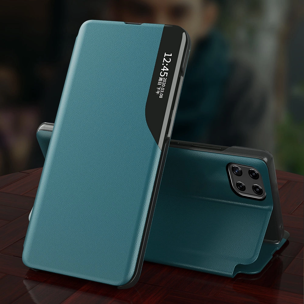 Eco Leather View Case elegant bookcase type case with kickstand for Samsung Galaxy A22 4G purpleeng