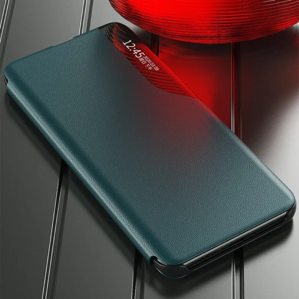 Eco Leather View Case elegant bookcase type case with kickstand for Samsung Galaxy A22 4G purpleeng