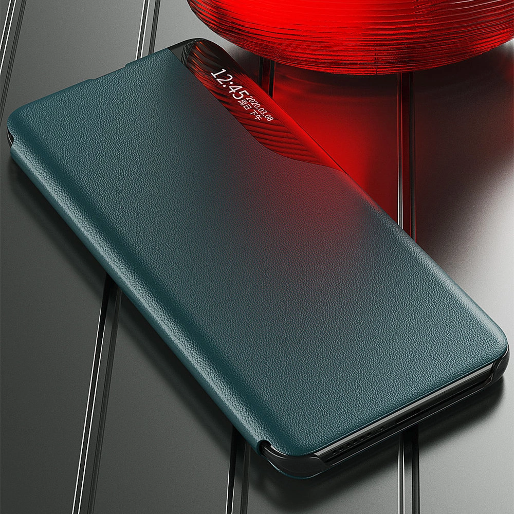 Eco Leather View Case elegant bookcase type case with kickstand for Samsung Galaxy A22 4G purpleeng