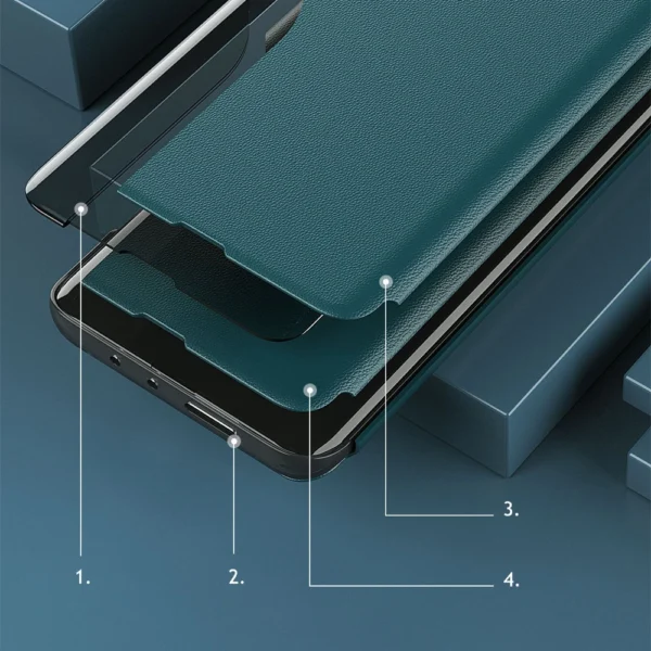 Eco Leather View Case elegant bookcase type case with kickstand for Samsung Galaxy A22 4G purpleeng