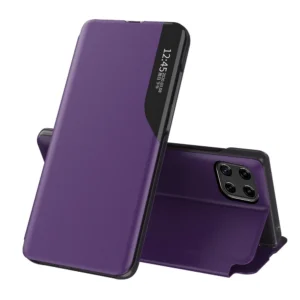 Eco Leather View Case elegant bookcase type case with kickstand for Samsung Galaxy A22 4G purpleeng