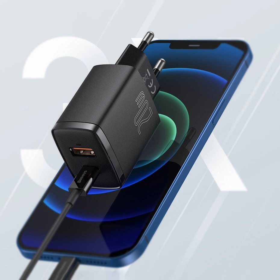 Baseus Compact fast charger USB / USB Type C 20W 3A Power Delivery Quick Charge 3.0 black (CCXJ-B01)eng