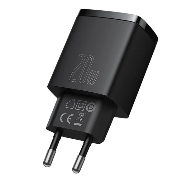 Baseus Compact fast charger USB / USB Type C 20W 3A Power Delivery Quick Charge 3.0 black (CCXJ-B01)eng