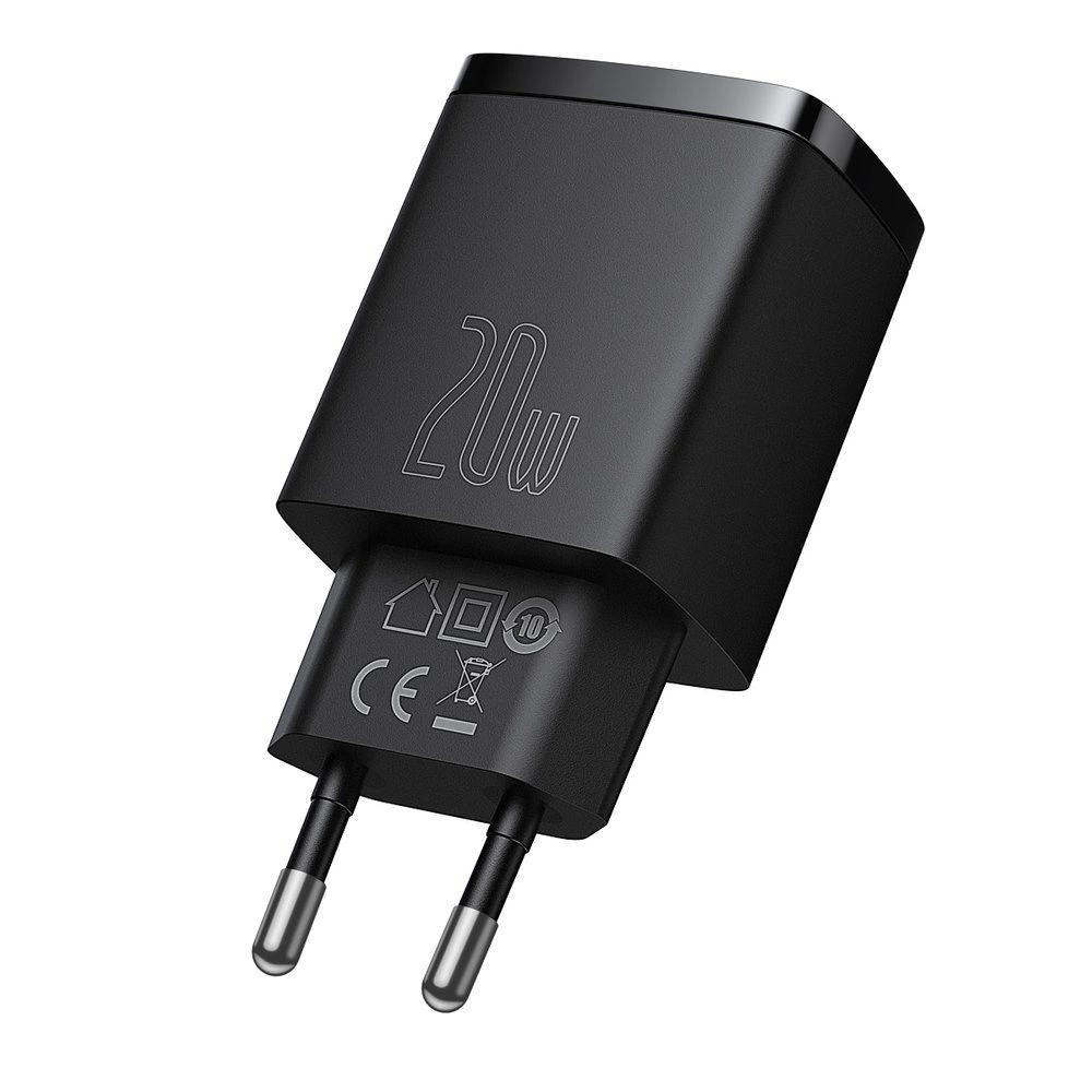 Baseus Compact fast charger USB / USB Type C 20W 3A Power Delivery Quick Charge 3.0 black (CCXJ-B01)eng