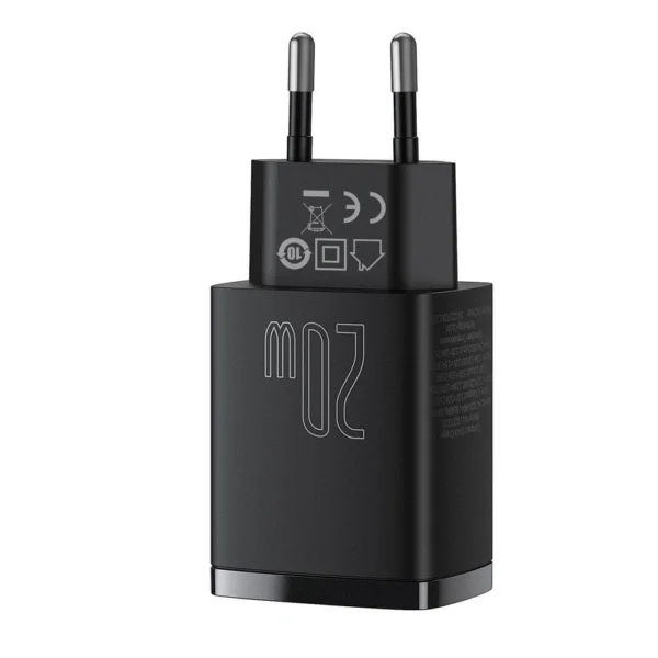 Baseus Compact fast charger USB / USB Type C 20W 3A Power Delivery Quick Charge 3.0 black (CCXJ-B01)eng