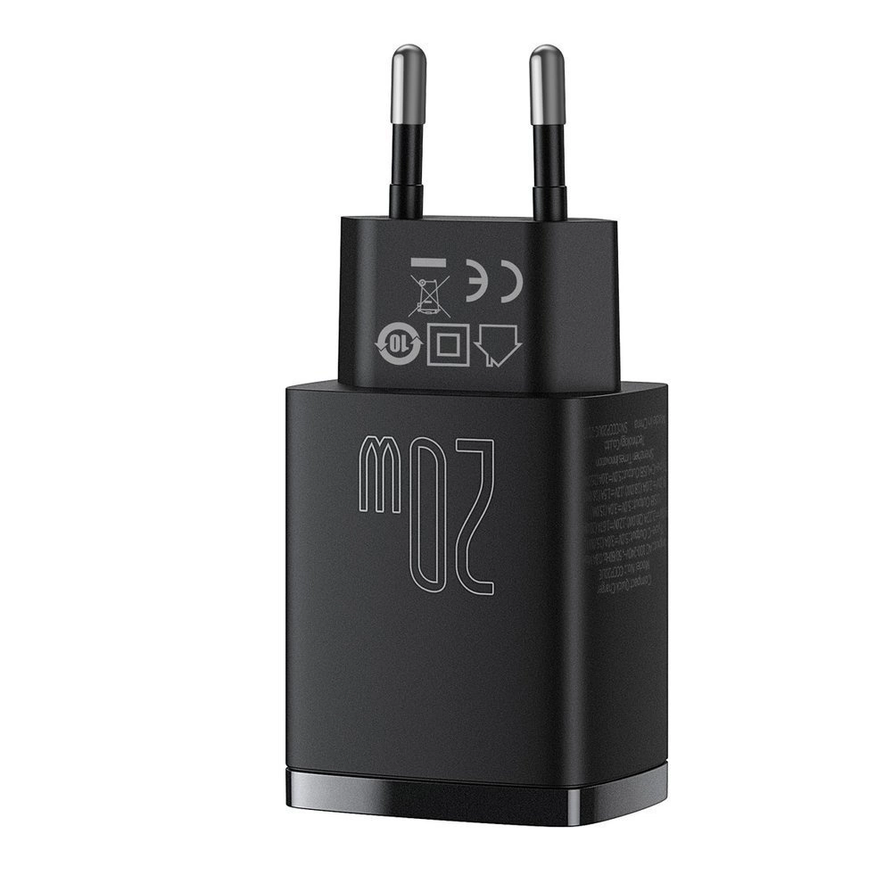 Baseus Compact fast charger USB / USB Type C 20W 3A Power Delivery Quick Charge 3.0 black (CCXJ-B01)eng