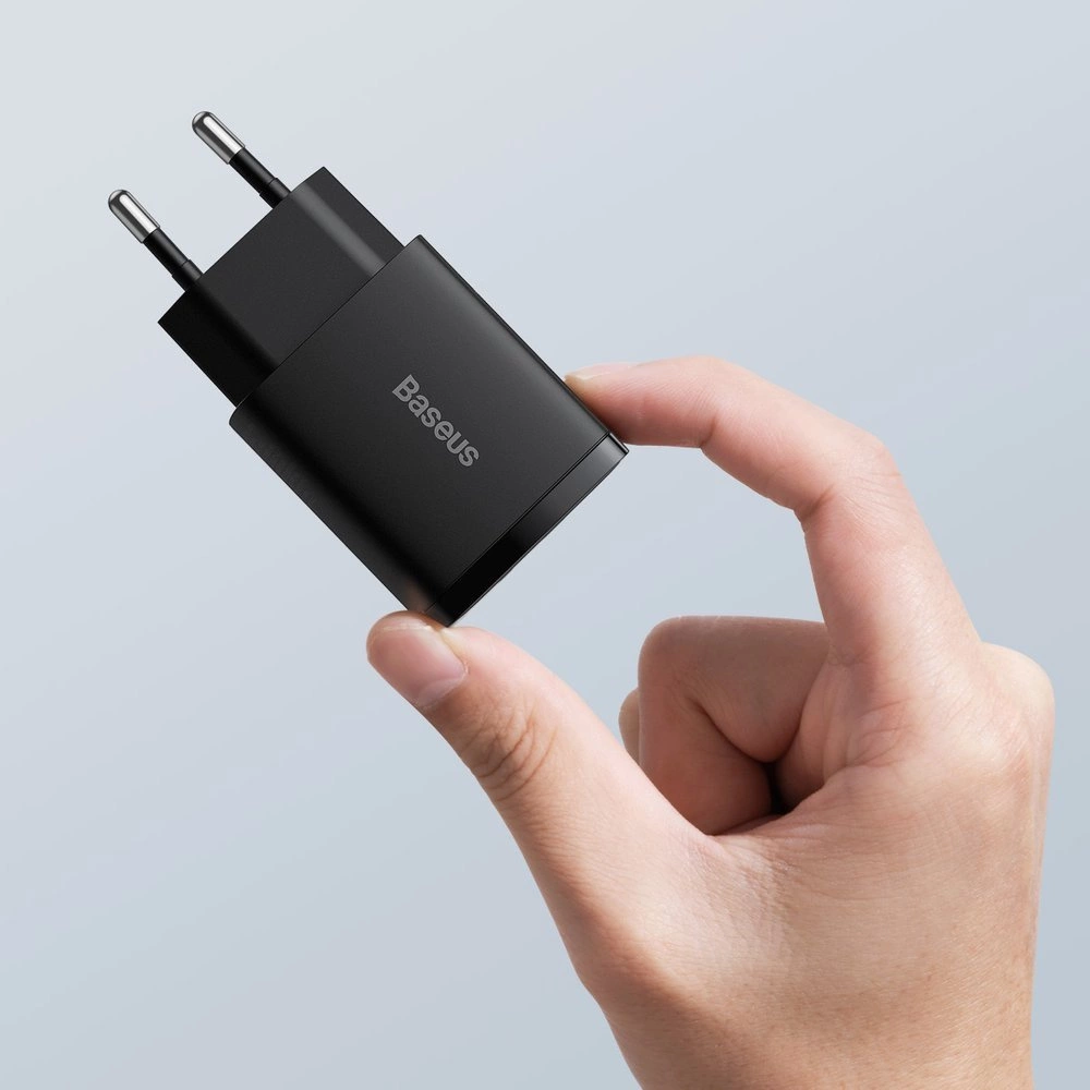 Baseus Compact fast charger USB / USB Type C 20W 3A Power Delivery Quick Charge 3.0 black (CCXJ-B01)eng