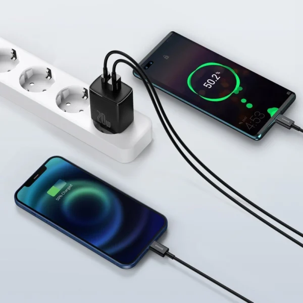 Baseus Compact fast charger USB / USB Type C 20W 3A Power Delivery Quick Charge 3.0 black (CCXJ-B01)eng